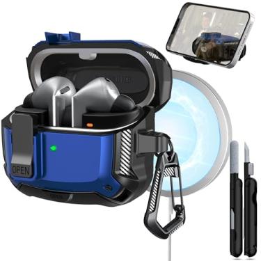 Imagem de RFUNGUANGO Compatível com Samsung Galaxy Buds3/Galaxy Buds3 Pro (2024), capa de fone de ouvido à prova de quedas de grau militar com fivela de caminhada e kit de limpeza, também com suporte de