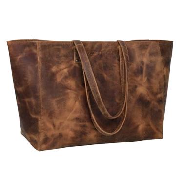 Imagem de ANTONIO VALERIA Bolsa feminina de couro Avery com alça superior, Marrom caçador, Medium, Sacola