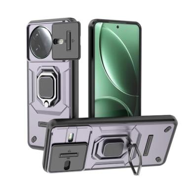 Imagem de Kukoufey Compatível com Xiaomi Poco F7 Pro 5G Bracket Shell, com capa de lente de câmera deslizante compatível com Xiaomi Redmi K80 5G, capa roxa