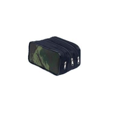 Imagem de Estojo Triplo Escolar Camuflado Grande C Borda Exército- JKF - JKF Est