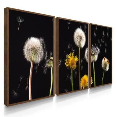 Imagem de Quadro Decorativo Sala Quarto Dente De Leão Mosaico Preto - DECOREIRO,