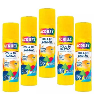 Imagem de Cola em Bastão, Acrilex, C/40 grs, Pacote c/ 5 -  ACRILEX