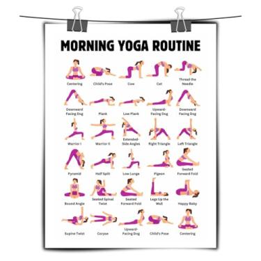 Imagem de IOHRBXT Impressão em tela de rotina de ioga matinal – Arte de parede inspiradora para decoração de casa e bem-estar 40 x 61 cm - sem moldura