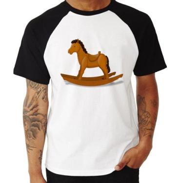 Imagem de Camiseta Raglan Cavalinho De Pau - Foca na Moda, Branco, Preto, G