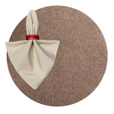 Imagem de Kit Sousplat Suplá Completo Mesa Posta com Guardanapos e Pg Decorativo 8 Lugares (LISO MARROM CARAMELO - GUARDANAPO BEGE AREIA - PG 2 MADEIRAS AVERMELHADAS)