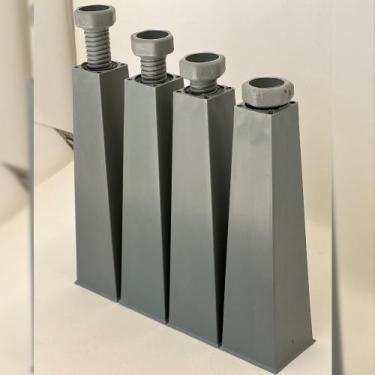 Imagem de Kit 12 Pés Plásticos Pirâmide 17 cm Cinza Para Armário M02 Balcão Móve