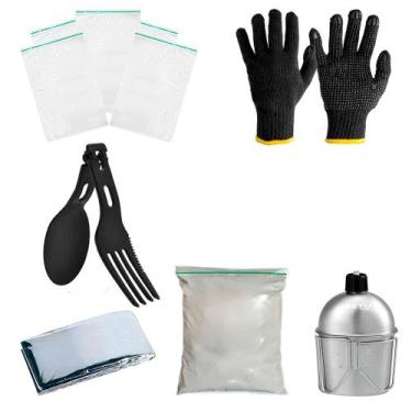 Imagem de Kit Ziplock + Cal Virgem + Talher + manta + cantil + Luva - Dispropil