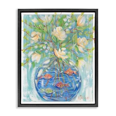 Imagem de Stupell Industries Design de arte de parede em tela emoldurada buquê de aquário preto flutuante por Estelle Grengs, 43 x 53 cm
