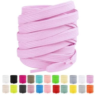 Imagem de LUOFMISS 2 pares de cadarços de sapatos planos de 1,5 cm para tênis, tênis de corrida - cordas de substituição para homens e mulheres, H-roxo claro, 24" ( 60CM )