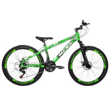 Imagem de Bike kog aro 26 para grau tipo viking hupi gios 1x7 com garfo 29 verde
