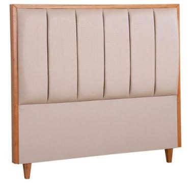 Imagem de Cabeceira Queen Luxo Pequim Linho com Detalhe em Madeiras Mac Interior