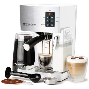 Imagem de Cafeteira Elétrica EspressoWorks Expresso Reservatório 1.4 L 19 Bar de Pressão, 110V, 1250W, Branca