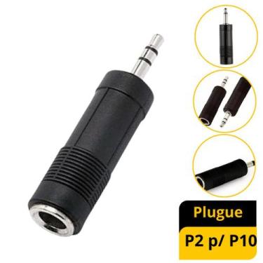 Imagem de Plug Adaptador P10 Femea P/ P2 Macho Stereo Auxiliar Som - NoBrand