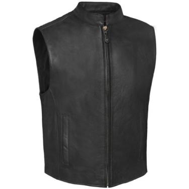 Imagem de True Element Colete masculino estilo clube de motociclista de couro com painel traseiro único com bolsos de transporte ocultos (preto, tamanho 4GG)
