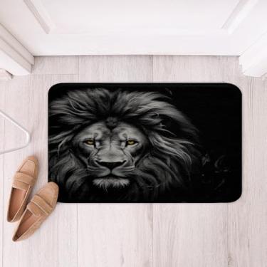 Imagem de Tapetes de banheiro leão crianças safári impressão Btah tapetes para banheira de chuveiro para meninos adolescentes 3D padrão animal selvagem tapetes de banho para banheiro antiderrapante estilo vida selvagem decoração acessórios de banheiro preto 20" x 32"