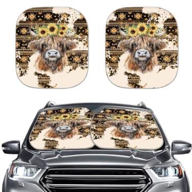 Imagem de Horeset Highland Cow Astec Universal Car Front Para-brisa Para-brisa Para-brisa Fácil de Instalar Para-brisa Dobrável Sombra Solar Calor e Bloqueador de Raios UV Carro Acessório de Verão para Sedans