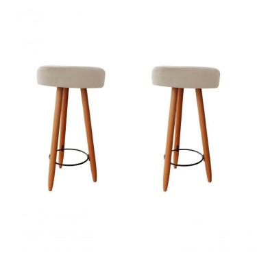 Imagem de Kit Duas Banqueta Alta Para área Gourmet Balcão Pés Palito Porcelana Eli Móveis E Decoração
