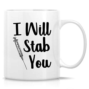 Imagem de Retreez Caneca engraçada - I Will Stab You Nurse 325 ml canecas de café de cerâmica - engraçada, sarcasmo, motivacional, RN, estudante de enfermagem, presentes de aniversário inspiradores para amigos,