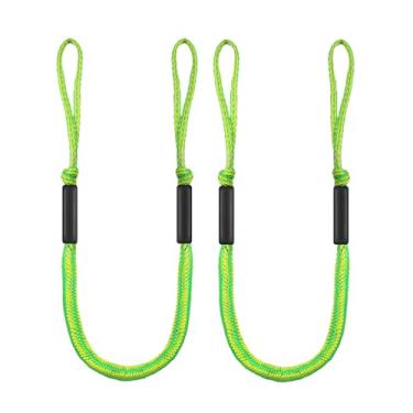 Imagem de Linhas de doca elástica para barco com laço e flutuadores de espuma – Cordas elásticas de amarração de 1,2 m (estende até 1,5 m) para ancoragem temporária rápida para pontão, barco Jon e vasos