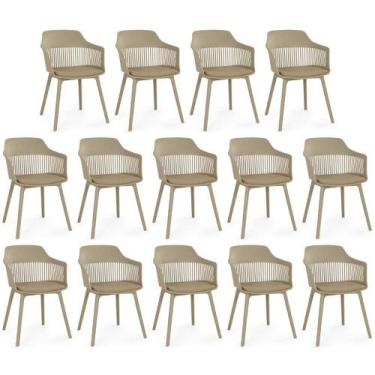 Imagem de Kit 14 Cadeiras de Jantar Estofada Marcela - Nude Escuro - Magazine De