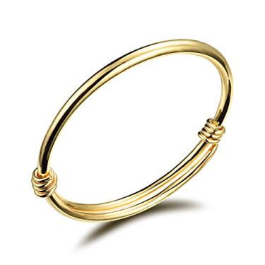 Imagem de Pulseira infantil banhada a ouro 18 k para crianças, presente seguro, fácil de ajustar 12 a 15 cm, Small, Metal