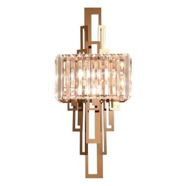 Imagem de Arandelas de banheiro modernas, luminária de parede em ouro rosa, iluminação de parede de penteadeira de cristal, arandelas de parede de cristal, para quarto, banheiro, sala de estar, corred