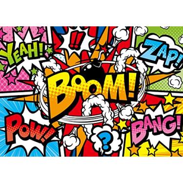 Imagem de BELECO Tecido de 2,1 x 1,5 m estilo quadrinhos americano pano de fundo bolha de discurso para fotografia desenho animado boom para decorações de festa de super-heróis, adereços de estúdio fotográfico