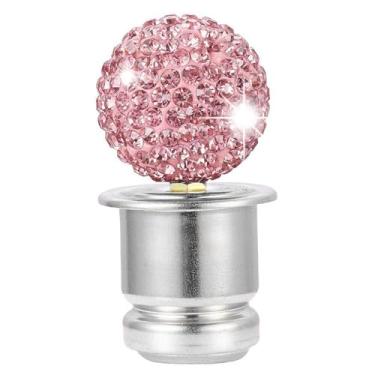 Imagem de Plugue de isqueiro de carro Bling Diamond, strass de cristal à prova de poeira acessórios de soquete de isqueiro interior automotivo, universal para a maioria dos carros (rosa)