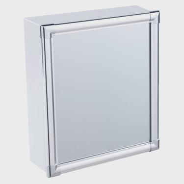 Imagem de Armário Plástico Branco com Perfil de Alumínio de Sobrepor 31 X 36 X 10 Cm Al42 Astra Branco