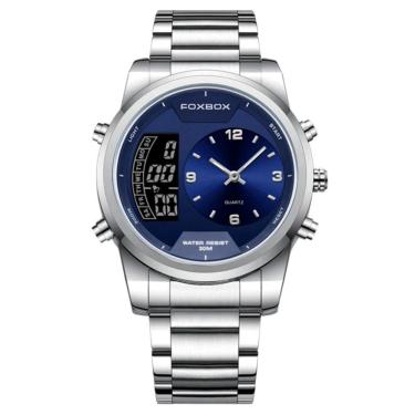 Imagem de Relógio Digital Masculino Casual Esportivo De Quartzo Em Aço Inoxidavel Impermeavel Azul