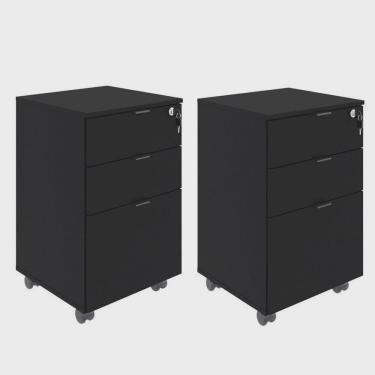 Imagem de Kit 2 Gaveteiros Volante 2 Gavetas e 1 Gaveta para Pastas Kugv43 Kuadra Espresso Móveis