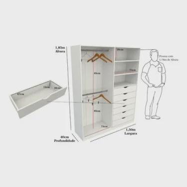 Imagem de Armário Arara Gaveta Brenda M3 100% Mdf Quarto Sapato Roupa