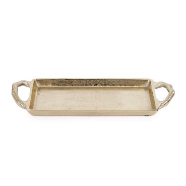 Imagem de Bandeja decorativa travessa aluminio dourada com alças 38CM