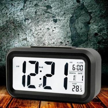 Imagem de Despertador Digital Pequeno Para Quarto Luz Noturna E Data