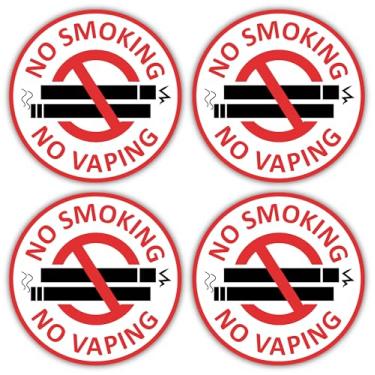 Imagem de Adesivo decalque de sinal No Smoking No vaping para casa, negócios, escolas 10 x 10 cm, pacote com 4