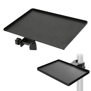 Imagem de Zunate Prateleira utilitária de encaixe para microfone, bandeja de placa de som de metal de 14 x 20 cm, suporte de suporte de suporte para notebook com ângulo ajustável para transmissão ao vivo, estúdio de música, palco