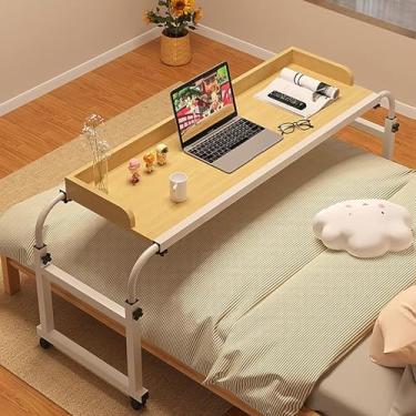 Imagem de Mesa de cama ajustável de altura e comprimento com rodas - mesa de computador móvel, estação de trabalho em pé, comer na cama - mesa longa sobre a cama