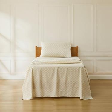 Imagem de Lush Decor Conjunto de lençóis de algodão Sophie com 3 peças, solteiro, neutro, caramelo, para crianças, medalhão boêmio, estampa de damasco, decoração vintage glamorosa