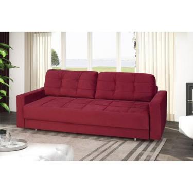 Imagem de Sofá Cama Reclinável Retrátil 3 Lugares Zurique Vermelho - Meu Estofad
