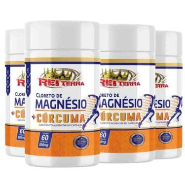 Imagem de Kit C/4 Cloreto de Magnésio  Cúr cu ma 60 Cáps  Rei Terra , sem sabor