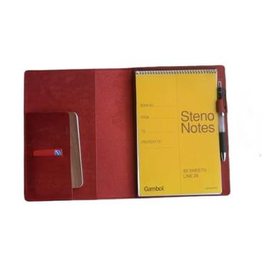 Imagem de JJNUSA Capa de couro compatível com Rocketbook Flip Executive 15,24 cm x 22,4 cm, notas de esteno 15,24 x 23 cm, cadernos espirais envelhecidos, capa de couro genuíno A5 (vermelha)