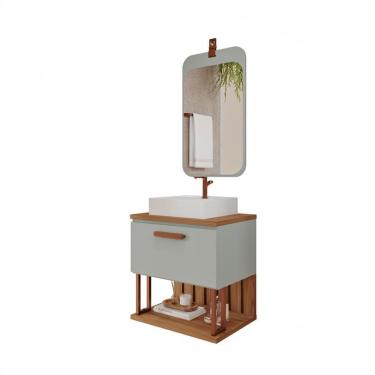 Imagem de Gabinete de Banheiro Duna 60 com Espelho Monet Pistache/Freijo - mgm