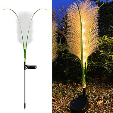 Imagem de CUTPOIY 2 peças de luzes solares fofas, luz de jardim ao ar livre, luzes de palheta de fibra óptica LED, luminária de chão decorativa à prova d'água com estaca