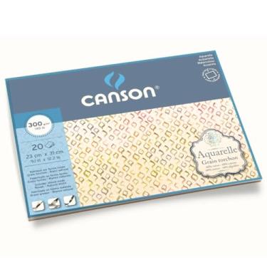 Imagem de CANSON Aquarelle, Papel para Aquarela em Bloco Colado por 4 Lados, Grão Rugoso, Tamanho 31x23cm