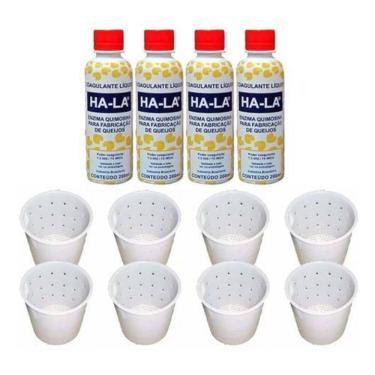 Imagem de Kit 4 Coalhos Líquido Ha-La 200Ml Queijo + 8 Formas 500G