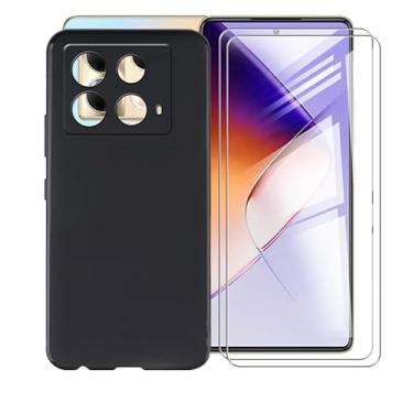 Imagem de AQGGIIXY Capa para Infinix Note 40 5G (6,7 polegadas), com 2 peças de protetor de tela de vidro temperado, capa fina e antiarranhões, capa de silicone líquido à prova de choque para Infinix Note 40 5G