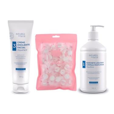 Imagem de Kit Profissional de Limpeza Facial Aquaface – Creme Emoliente 250 g, Sabonete Líquido 500 ml e Máscaras Desidratadas 35 un