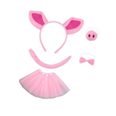 Imagem de Dynwave Conjunto de fantasia de porco acessórios para cabeça vestido extravagante para shows de palco de Halloween, Saia de Tule