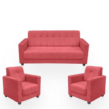 Imagem de Sofá + 2 Poltrona Para Sala de Estar Moderno Confortável Veneza Suede 