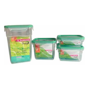 Imagem de Conjunto 4 Potes Plástico Com Trava Livre Bpa Freshy Sanremo